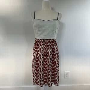 Fossil Rosalie Spaghetti Strap Sleeveless Dress Bird Print sz 10